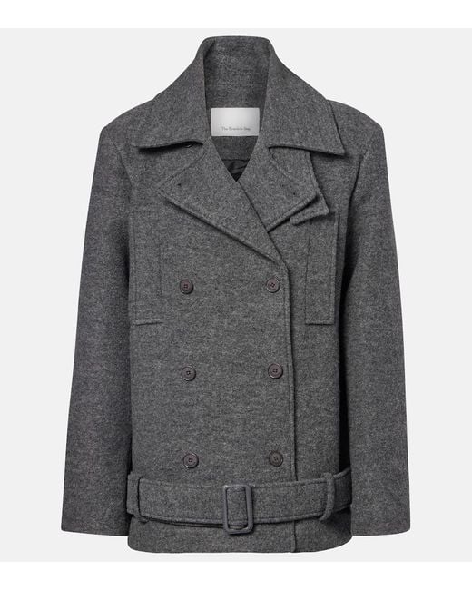 Frankie Shop Gray Scothern Virgin Wool Peacoat