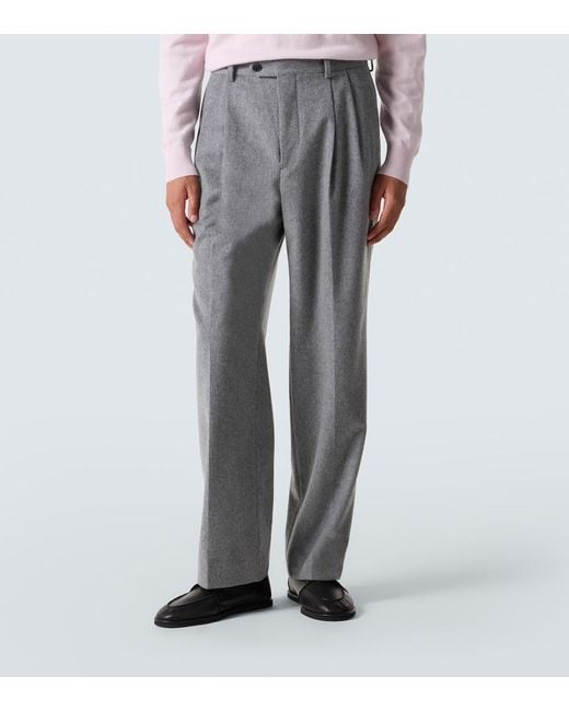 Auralee Gray Cashmere Straight Pants for men
