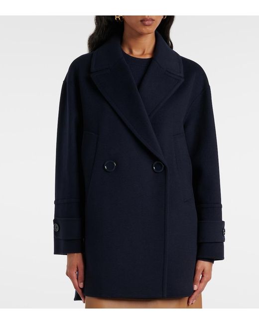 Max Mara Blue Double-Breasted Wool Jacket