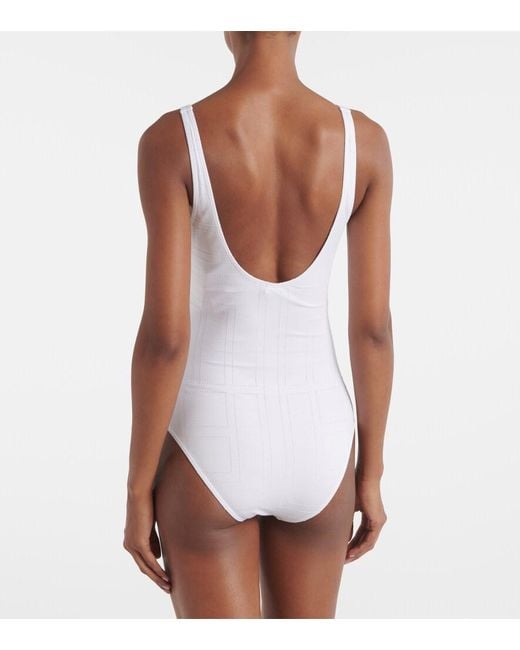 Totême White Monogram Jersey Swimsuit
