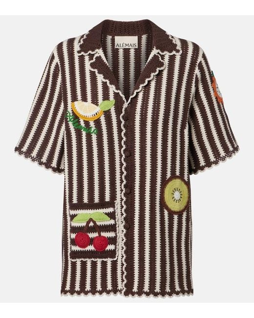 ALÉMAIS Multicolor Sundae Crochet Cotton Bowling Shirt