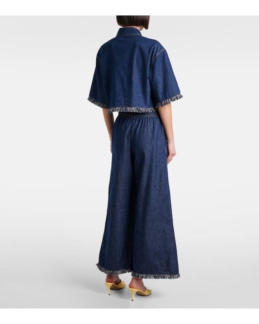 Zimmermann Blue Rhiannon Fringe Denim Shirt