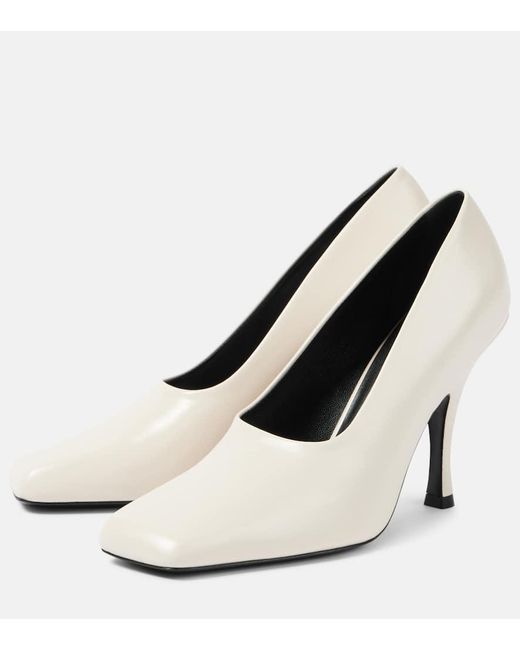 Khaite White Eva Leather Pumps