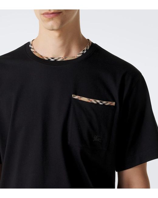 Burberry Black Check Cotton Jersey T-Shirt for men