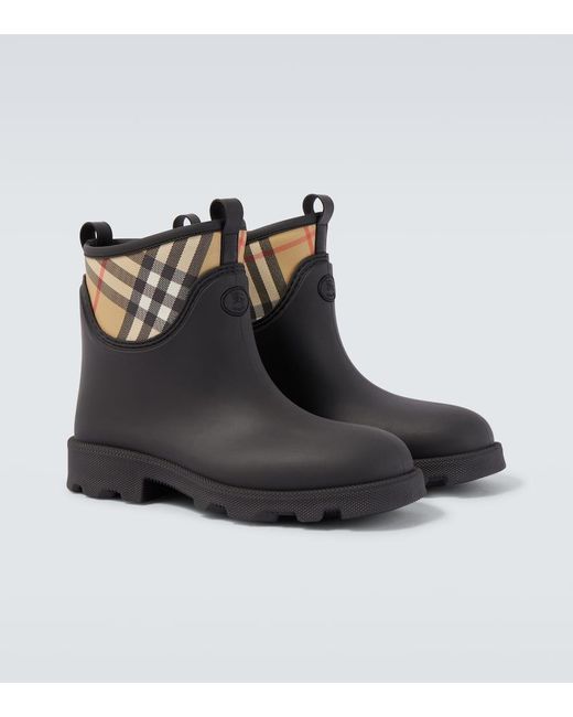 Botas De Lluvia Con Check Burberry de hombre de color Black