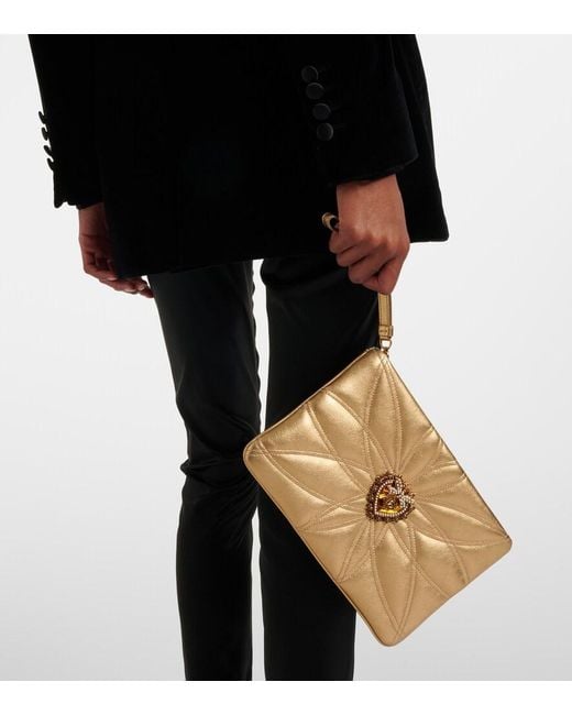 Dolce & Gabbana Natural Devotion Mini Metallic Leather Pouch