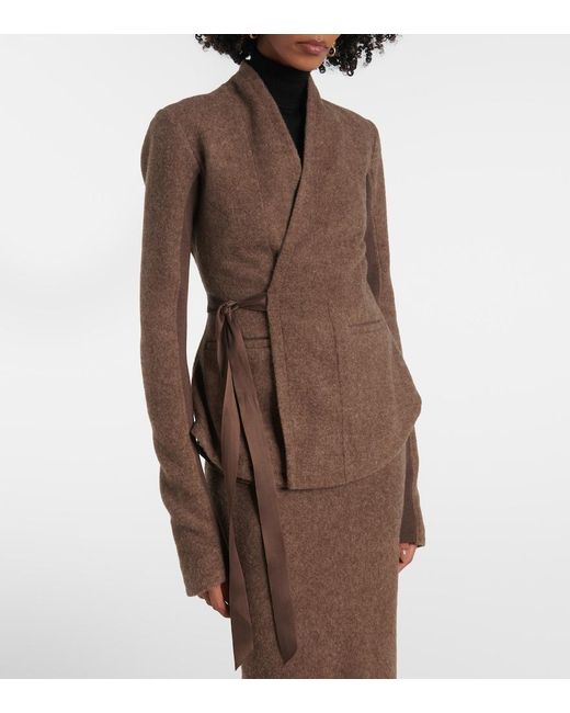 Rick Owens Brown Hollywood Wool Wrap Jacket