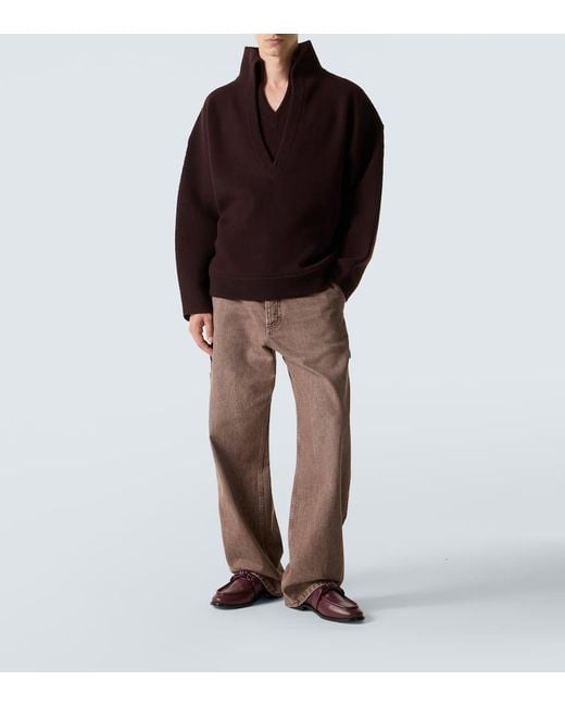 Bottega Veneta Brown Ribbed-Knit Wool Sweater for men
