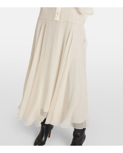 Chloé White Silk Chiffon Shirt Dress