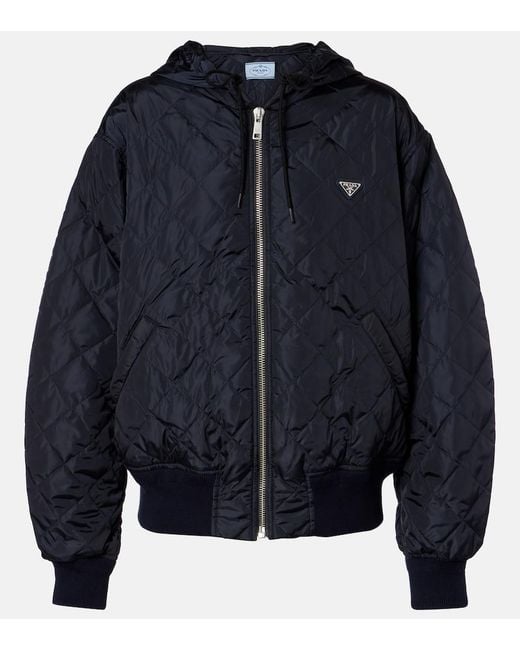 Prada Blue Hooded Quilted Jacket