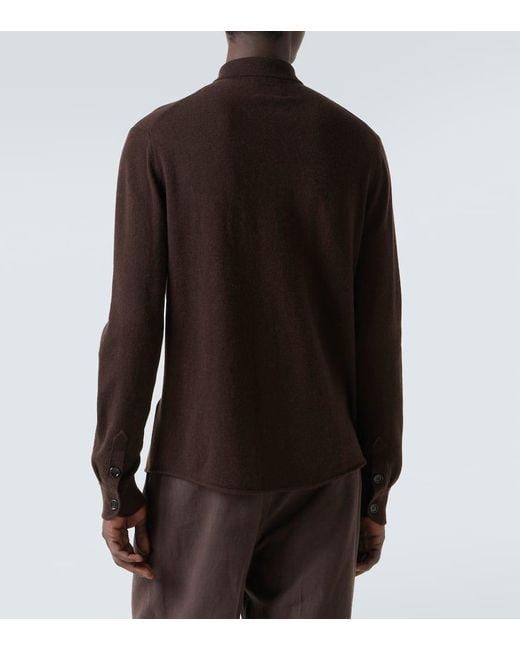 Allude Brown Wool And Cashmere Overshirt for men