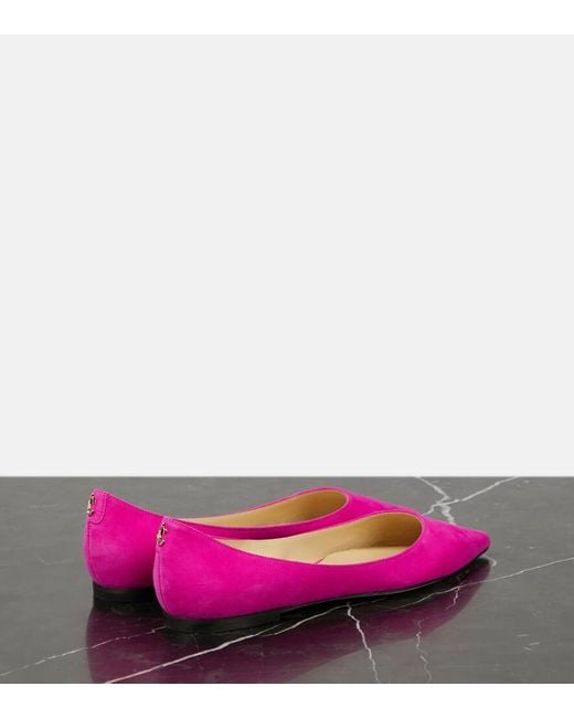 Jimmy Choo Pink Ballerinas Love Aus Veloursleder