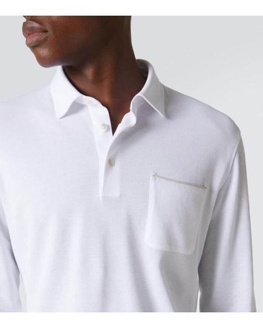 Zegna White Logo Cotton Polo Shirt for men
