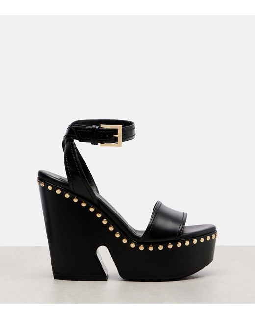 Givenchy Black Embellished Platform Leathers Sandals