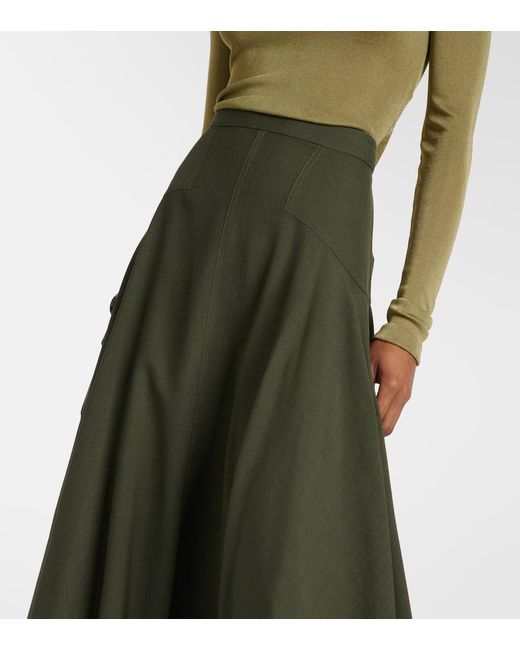 Falda larga Flavia de lana Loro Piana de color Green