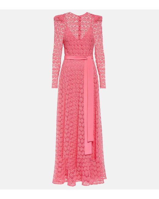 Elie Saab Pink Embroidered Cotton-blend Maxi Dress
