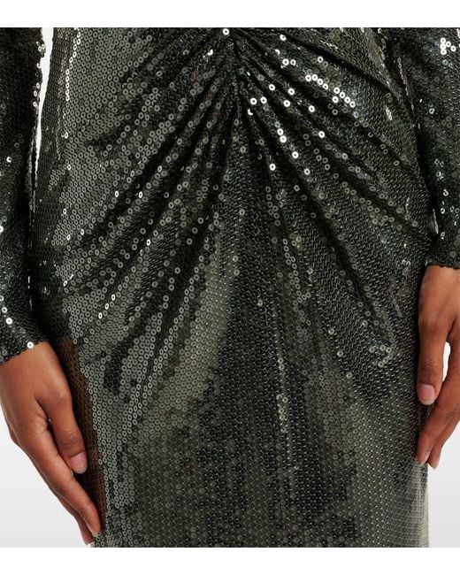 Alex Perry Black Gathered Sequined Gown
