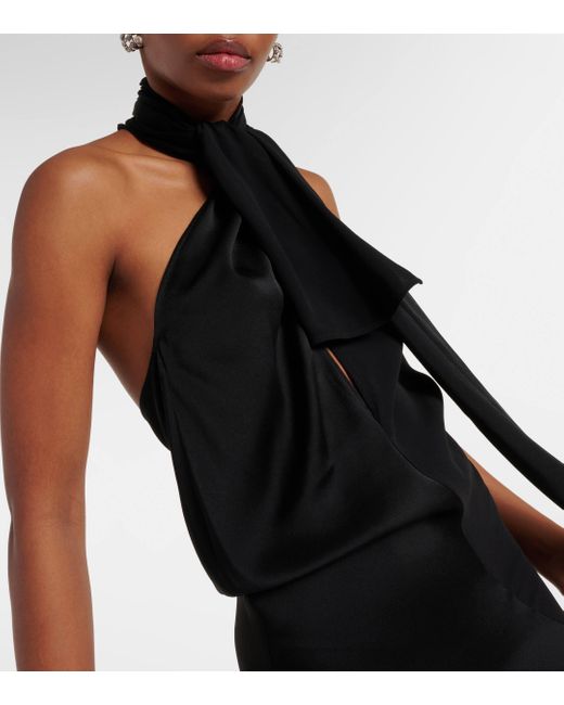 Givenchy Black Tie-neck Crepe Midi Dress