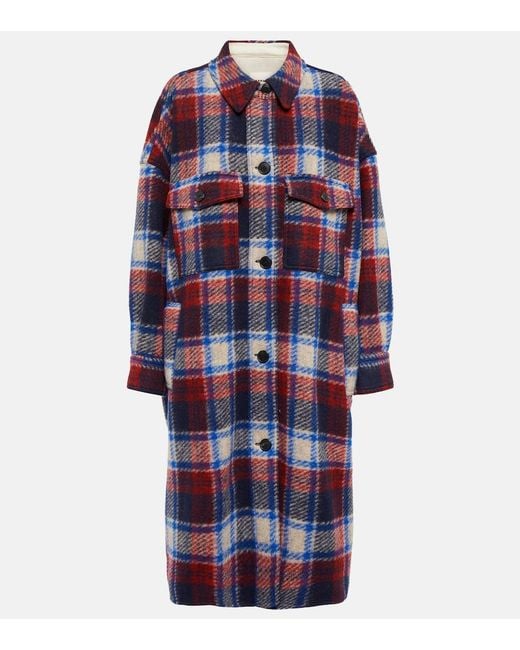 Isabel Marant Blue Fontizi Checked Coat