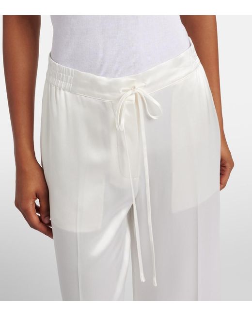 Totême White Cropped Satin Wide-Leg Pants