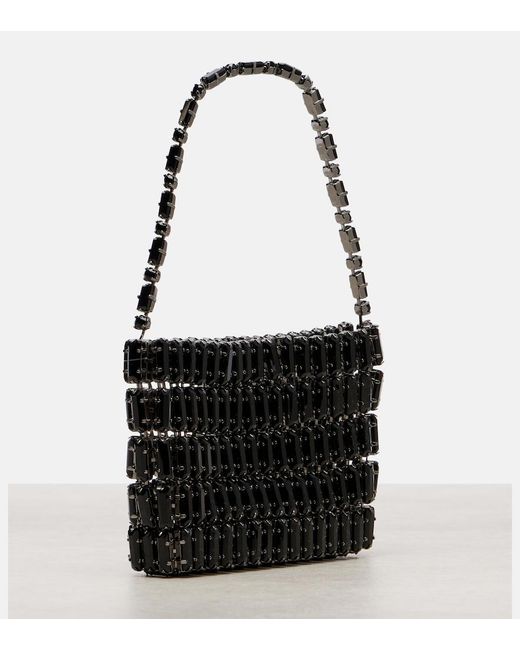 Saint Laurent Black Cassandre Micro Embellished Shoulder Bag