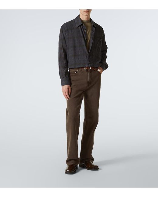 Our Legacy Black Above Checked Cotton-Blend Shirt for men