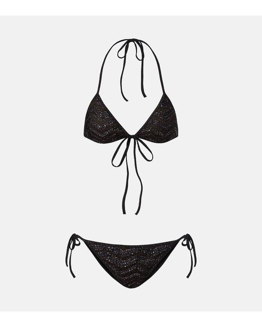 Missoni White Zigzag Sequined Lame Bikini