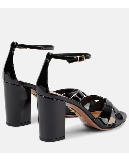 Aquazzura Black Divine 85 Patent Leather Sandals