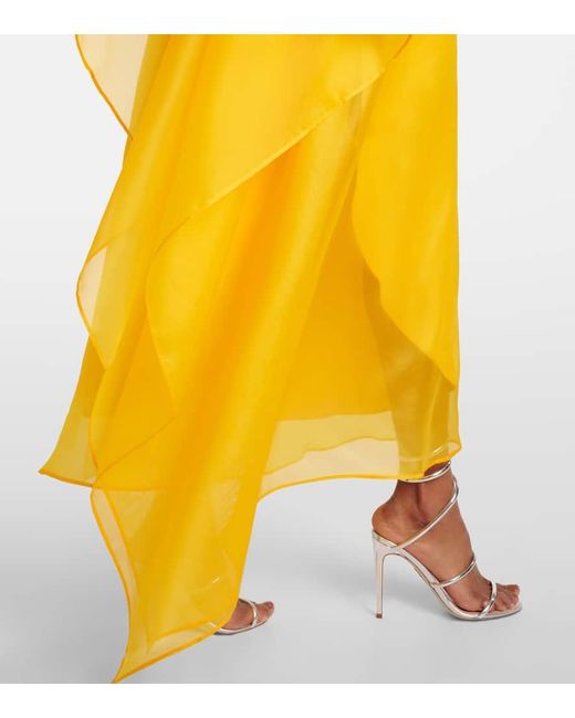 ‎Taller Marmo Yellow Kaftan Betsy Fantasma Aus Seiden-Cady