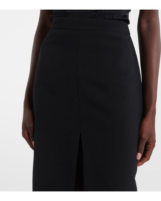 Dolce & Gabbana Black High-Rise Wool Midi Skirt