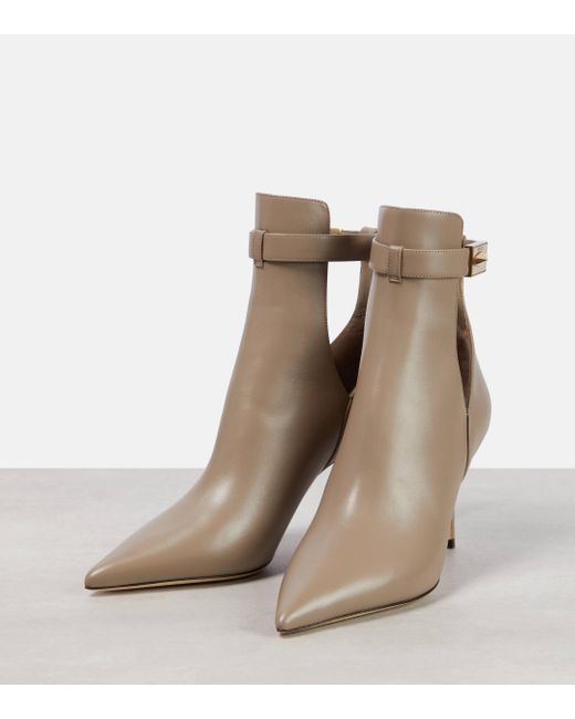 Jimmy Choo Natural Nell 85 Leather Ankle Boots