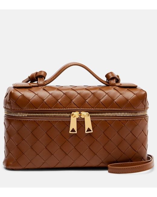 Bottega Veneta Brown Bang Bang Intrecciato Leather Vanity Bag