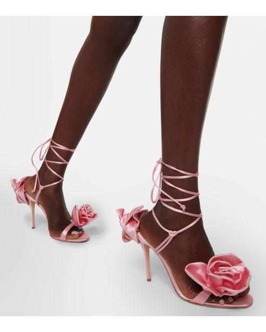 Magda Butrym Pink Floral Satin Sandals