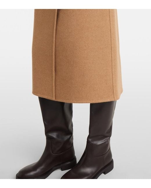Max Mara Natural Curzio Wool Wrap Skirt
