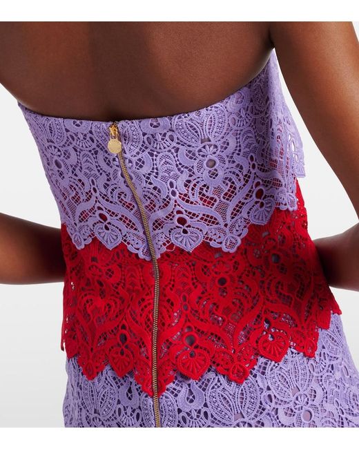 Carolina Herrera Red Lace Cocktail Dress