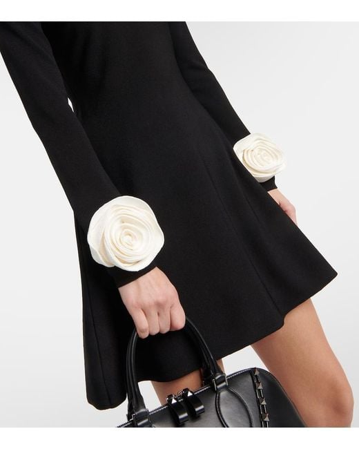 Vestido corto con apliques florales Valentino de color Black