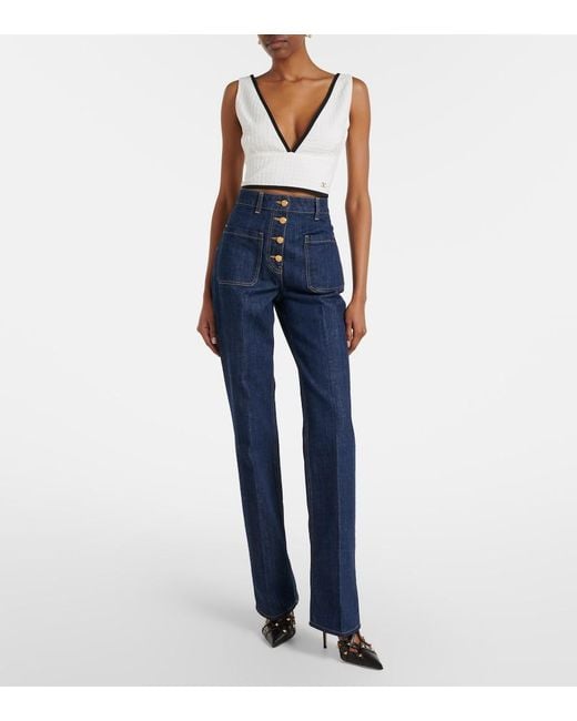 Valentino Blue High-Rise Straight Jeans