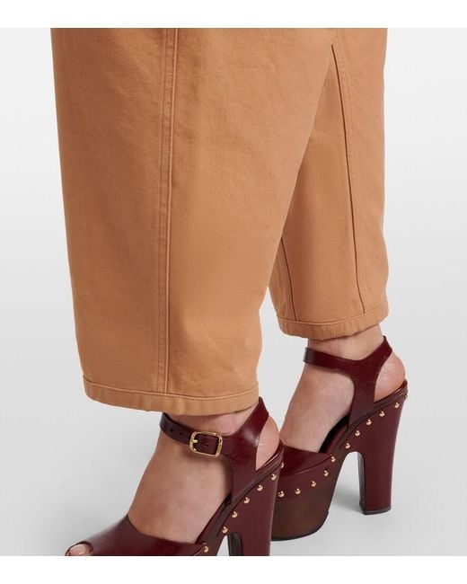 Chloé Brown Cropped Barrel-Leg Pants