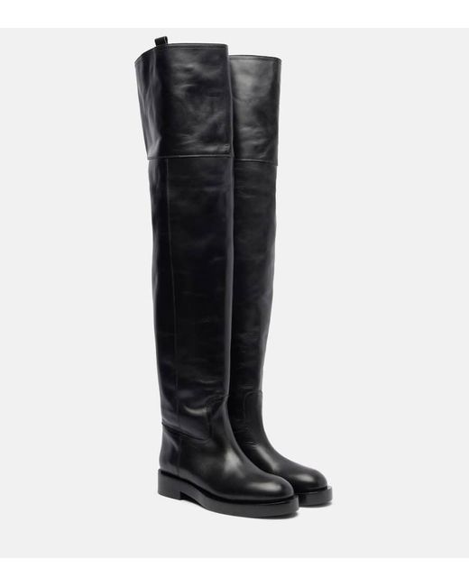 Paris Texas Black Leather Over-The-Knee Boots