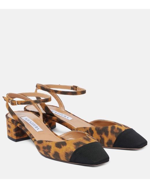 Aquazzura Brown French Flirt 35 Leopard-Print Suede Pumps