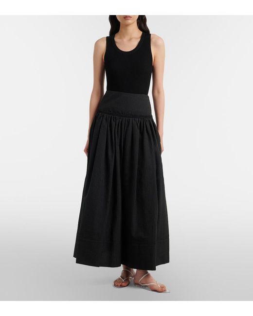 Alaïa Black Cotton-Blend Maxi Skirt