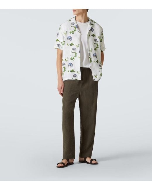 Orlebar Brown Multicolor Maitan Floral Linen Bowling Shirt for men