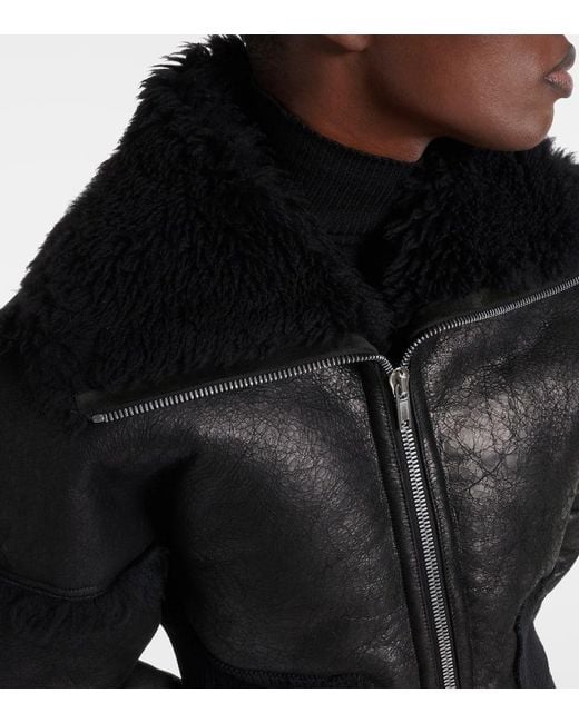 Veste Flight Raccourcie En Cuir Rick Owens en coloris Black