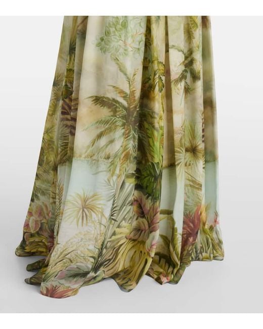 Elie Saab Green Bedruckte Robe Aus Georgette