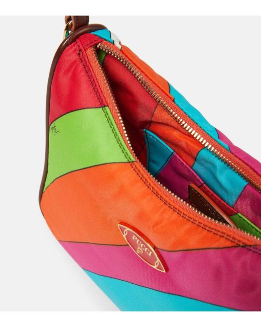 Emilio Pucci Red Iride Small Leather-Trimmed Shoulder Bag