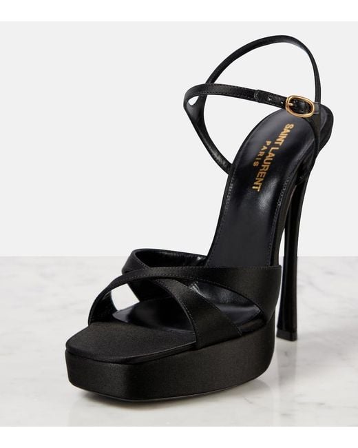 RENDEZ-VOUS SANDALS 70 IN SATIN CREPE BLACK MAROON LEATHER main image 1