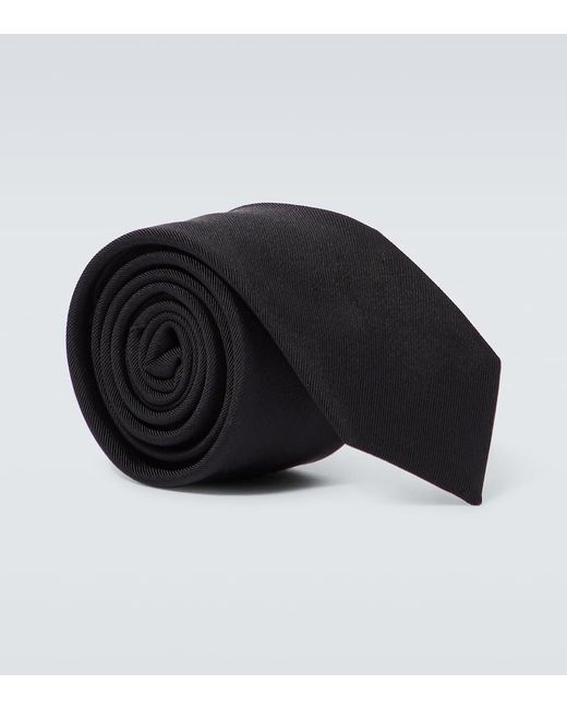 Corbata de mezcla de lana Saint Laurent de hombre de color Black