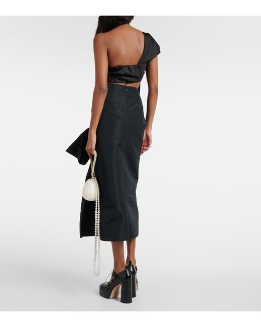 Simone Rocha Black Floral-Applique Draped Crop Top