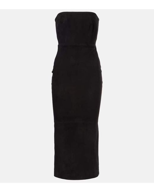 Alex Perry Black Suede Midi Dress