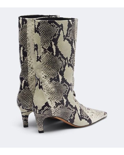 Jude Black Cave Snake-Effect Leather Ankle Boots